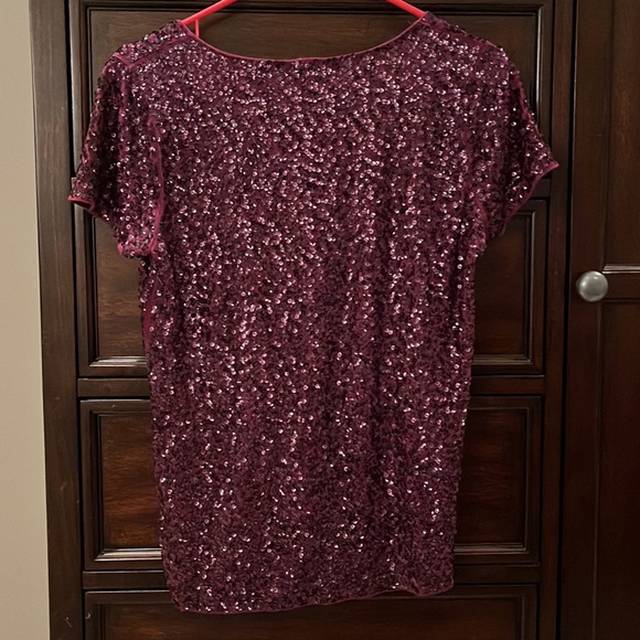 J Crew Sequin Purple T shirt - Picture 4 of 8